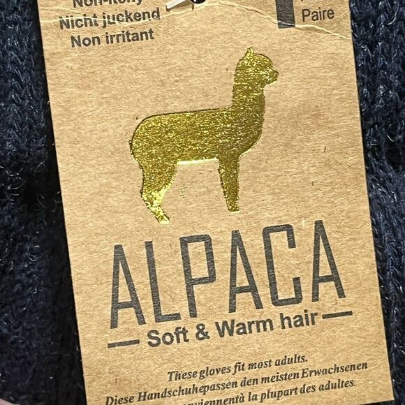 Alpaca Heathered Navy Knit Gloves, One Size, NWT - Picture 4 of 5